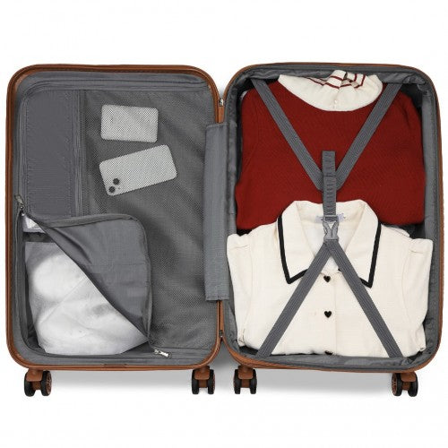 Kono KSK2484 24-inch cream and brown suitcase – detail view 24