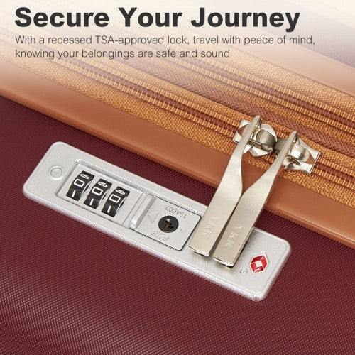 Kono KSK2484 24-inch burgundy and brown suitcase – detail view 24