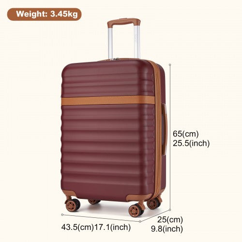 Kono KSK2484 24-inch burgundy and brown suitcase – detail view 24