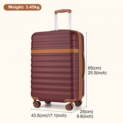 Kono KSK2484 24-inch burgundy and brown suitcase – detail view 24