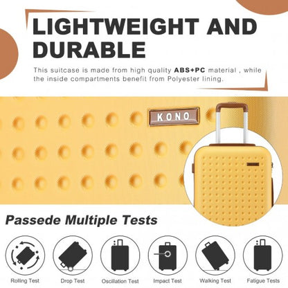 KSK2486 - Kono Stylish ABS+PC 24 Inch Polka Dot Hard Shell Suitcase With TSA Lock - Yellow And Brown