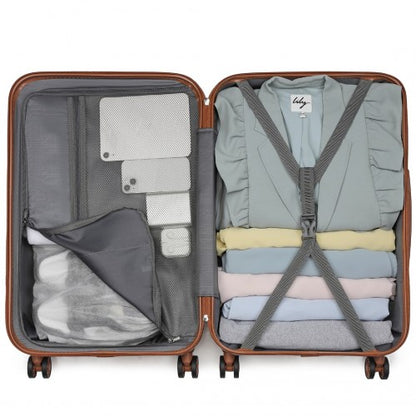 KSK2486 - Kono Stylish ABS+PC 24 Inch Polka Dot Hard Shell Suitcase With TSA Lock - Yellow And Brown
