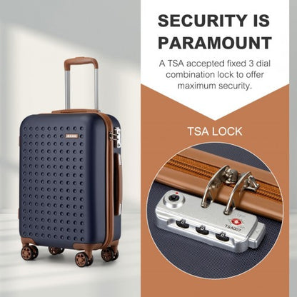 KSK2486 - Kono Stylish ABS+PC 24 Inch Polka Dot Hard Shell Suitcase With TSA Lock - Navy And Brown