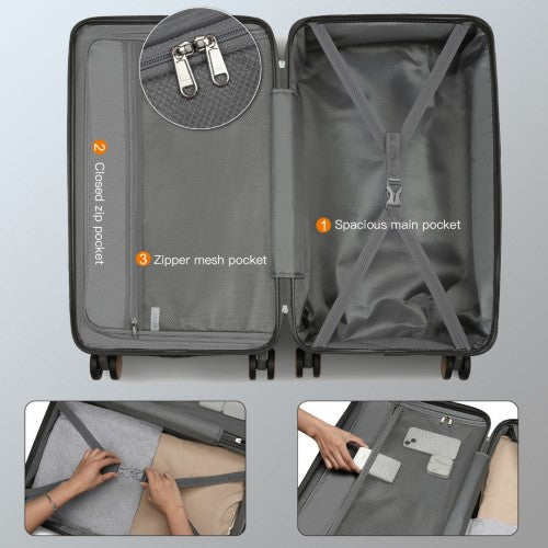 Kono KSK2488 24-inch grey and brown suitcase – detail view 24
