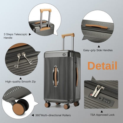 Kono KSK2488 24-inch grey and brown suitcase – detail view 24