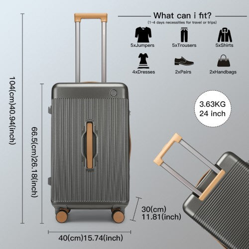 Kono KSK2488 24-inch grey and brown suitcase – detail view 24