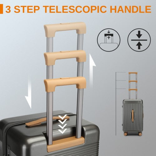 Kono KSK2488 24-inch grey and brown suitcase – detail view 24