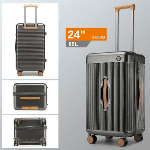 Kono KSK2488 24-inch grey and brown suitcase – detail view 24