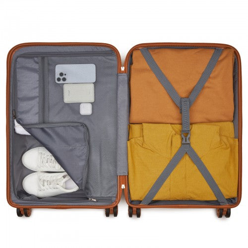 Kono KSK2492 24-inch cream and brown suitcase – detail view 24