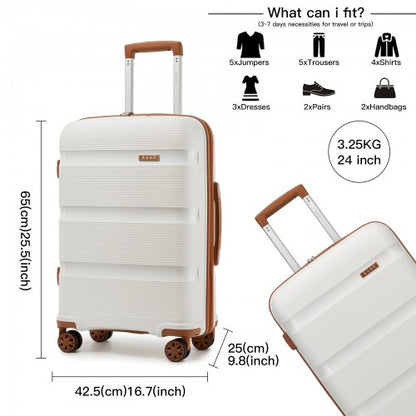 Kono KSK2492 24-inch cream and brown suitcase – detail view 24