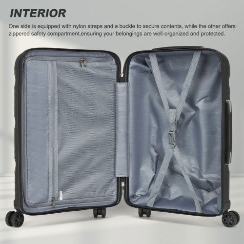 KSK2492 - Kono 24-Inch PP Hardshell Suitcase–Durable Checked Luggage with TSA Lock & 360° Spinner Silent Wheels - Black