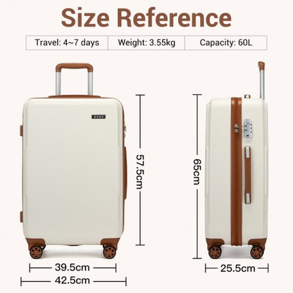 Kono KSK2494 24-inch cream and brown suitcase – set view