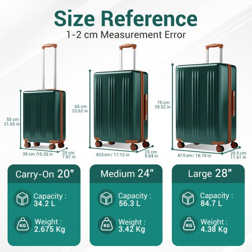 Kono KSK2583 24-inch green and brown suitcase – detail view 24