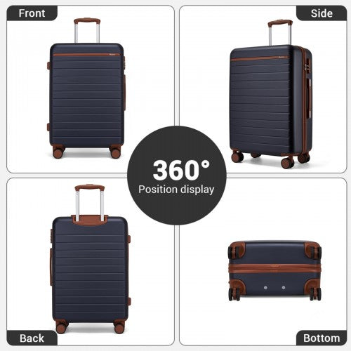 Kono KSK2584 24-inch navy and brown suitcase – detail view 24