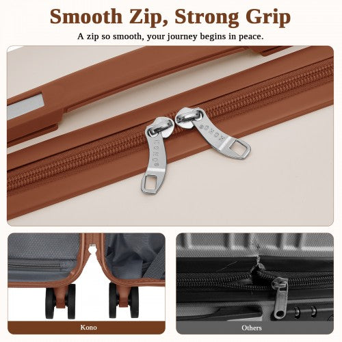 Kono KSK2584 24-inch cream and brown suitcase – detail view 24