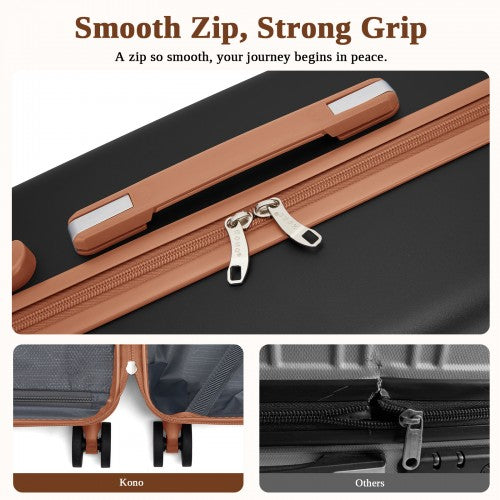 Kono KSK2584 24-inch black and brown suitcase – detail view 24