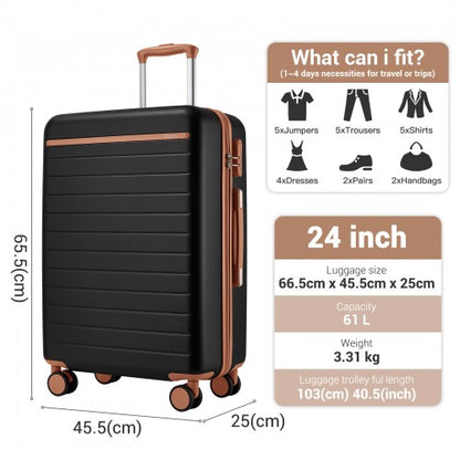 Kono KSK2584 24-inch black and brown suitcase – detail view 24