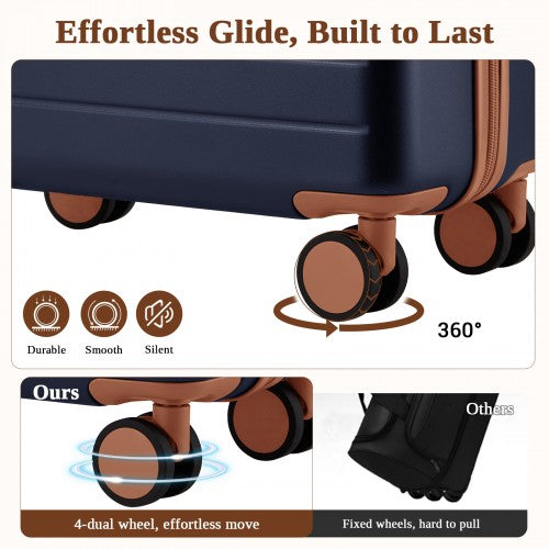 Kono KSK2584 24-inch navy and brown suitcase – detail view 24