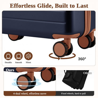 Kono KSK2584 24-inch navy and brown suitcase – detail view 24