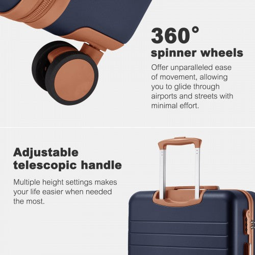 Kono KSK2584 24-inch navy and brown suitcase – detail view 24