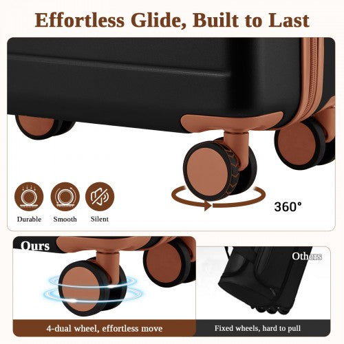 Kono KSK2584 24-inch black and brown suitcase – detail view 24