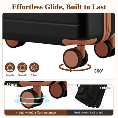 Kono KSK2584 24-inch black and brown suitcase – detail view 24