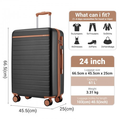 Kono KSK2584 24-inch grey and brown suitcase – detail view 24