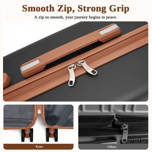 Kono KSK2584 24-inch grey and brown suitcase – detail view 24