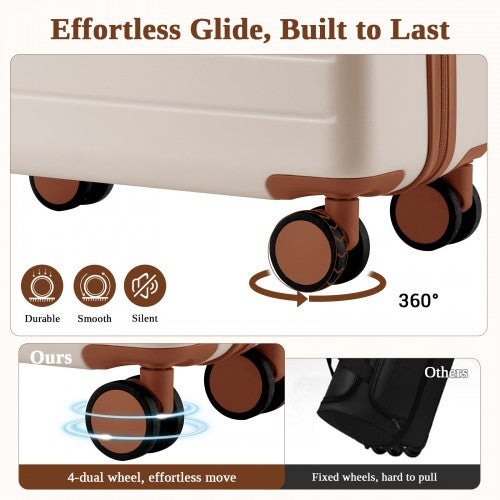 Kono KSK2584 24-inch cream and brown suitcase – detail view 24