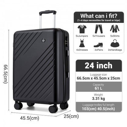 Kono KSK2585 24-inch black suitcase – detail view 24