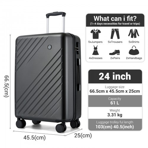 Kono KSK2585 24-inch grey and black suitcase – detail view 24
