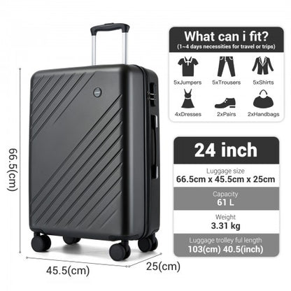 Kono KSK2585 24-inch grey and black suitcase – detail view 24