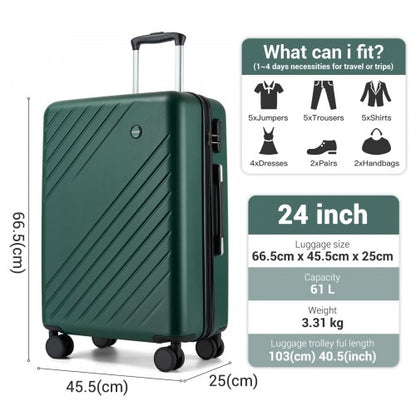 Kono KSK2585 24-inch green and black suitcase – detail view 24