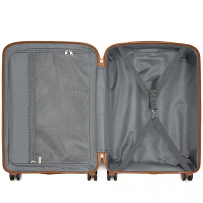 KSK2591 - Kono 24-Inch PP Modern Scratch-Resistant Medium Suitcase with TSA Lock & Stylish Brown Accents - Navy and Brown
