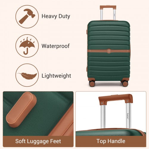 Kono KSK2592 24-inch green and brown suitcase – detail view 24