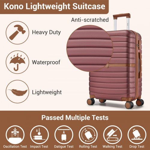 Kono KSK2592 24-inch burgundy and brown suitcase – detail view 24