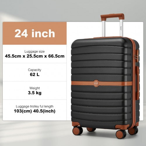 Kono KSK2592 24-inch black and brown suitcase – detail view 24