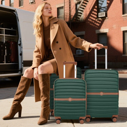 Kono KSK2592 24-inch green and brown suitcase – detail view 24
