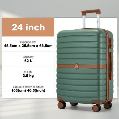 Kono KSK2592 24-inch green and brown suitcase – detail view 24