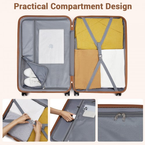 Kono KSK2592 24-inch burgundy and brown suitcase – detail view 24