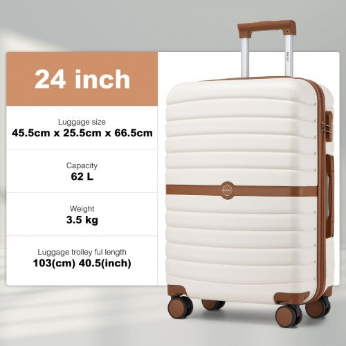 Kono KSK2592 24-inch cream and brown suitcase – detail view 24
