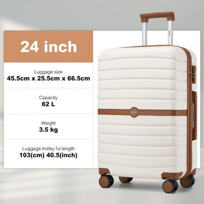 Kono KSK2592 24-inch cream and brown suitcase – detail view 24