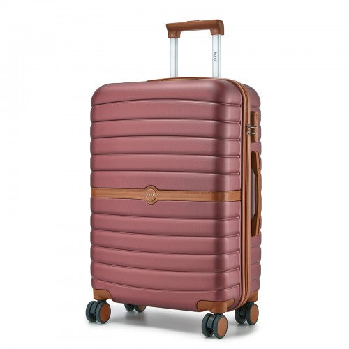 Kono KSK2592 24-inch burgundy and brown suitcase – detail view 24