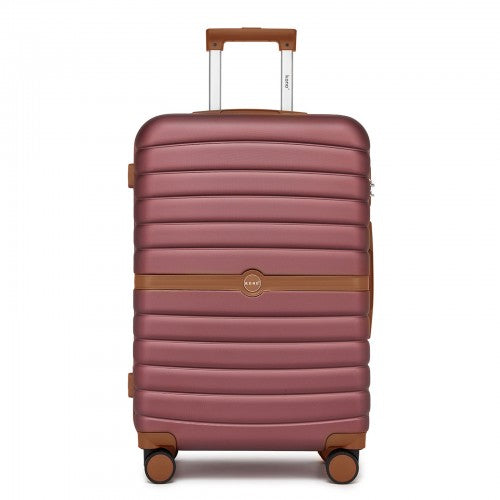 Kono KSK2592 24-inch burgundy and brown suitcase – detail view 24