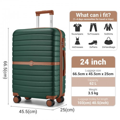 Kono KSK2592 24-inch green and brown suitcase – detail view 24