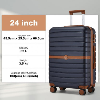Kono KSK2592 24-inch navy and brown suitcase – detail view 24