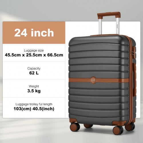 Kono KSK2592 24-inch grey and brown suitcase – detail view 24