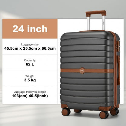 Kono KSK2592 24-inch grey and brown suitcase – detail view 24
