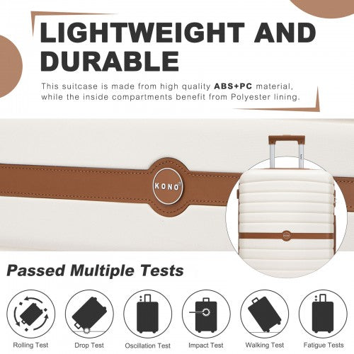 Kono KSK2592 24-inch cream and brown suitcase – detail view 24