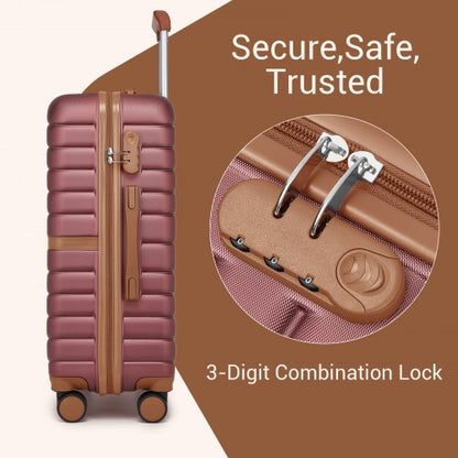 Kono KSK2592 24-inch burgundy and brown suitcase – detail view 24